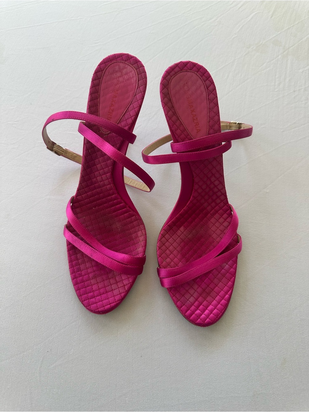 BCB GMaxAzria Hot Pink Satin Strappy Heels Size 8.5